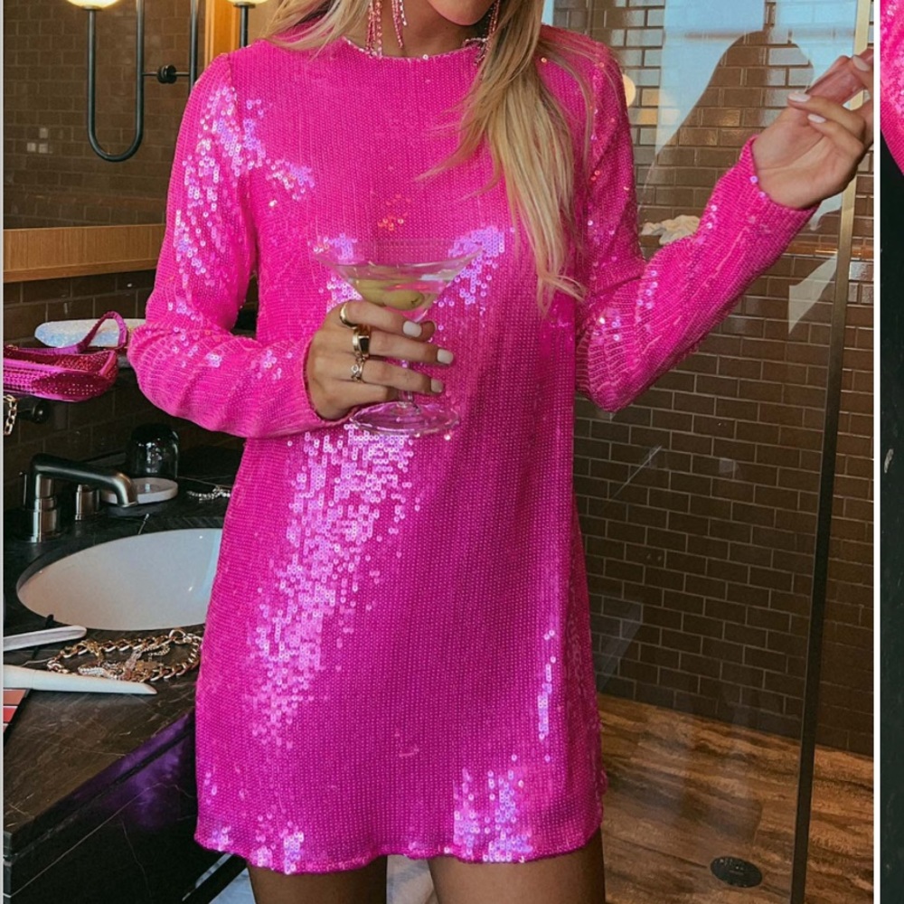 Hot Pink Sequins Dress